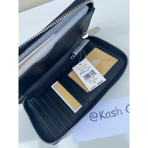 Michael Kors wristlet large phone case wallet jet set travel MK signature black - Picture 6 of 6